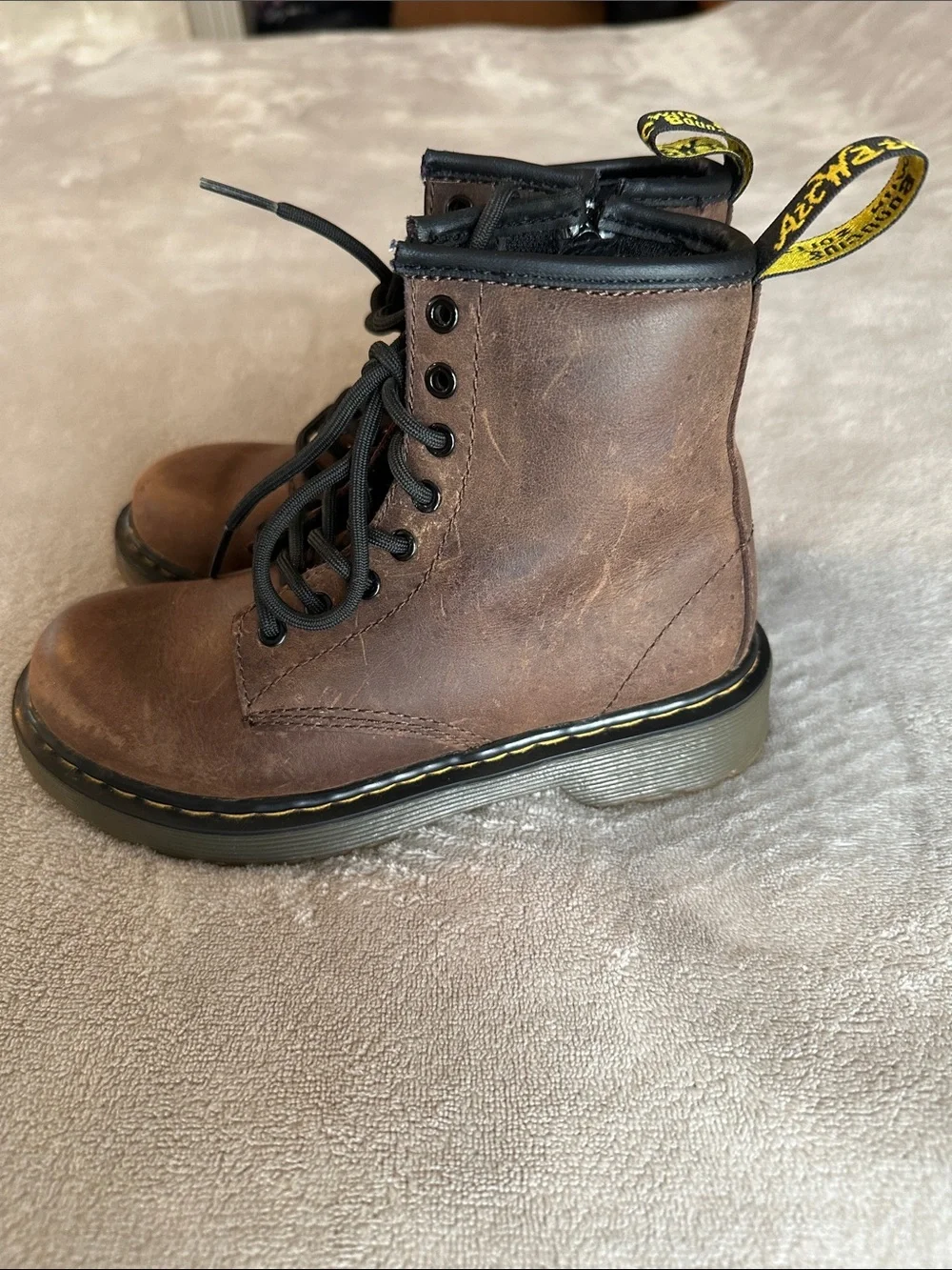 Dr. Martens Delaney Kids Brown Leather Boots Size 13